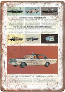1965 Ford Police Cars Vintage Auto Advertising Retro Look Metal Sign AN1946 - Picture 1 of 2