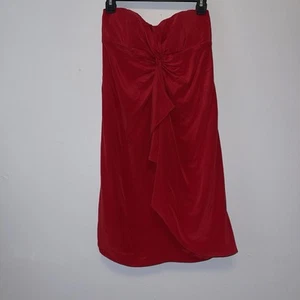 Marciano Red Strapless Mini Dress Small Front twist wrap Lined Silk Zip up - Picture 1 of 7