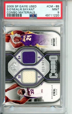 2009 SP GAME USED #CM-BS KOBE BRYANT SHAQUILLE ONEAL PATCH /499 PSA 9 - Image 1 of 2