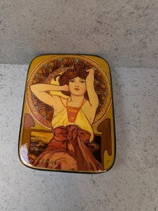 Portagioie vintage stile Mucha Art Nouveau - rifinito a mano - nero lucido e rosso - Foto 1 di 10