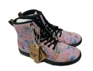 Botas planas de gamuza Dr. Martens Sheridan rosa arco iris ráfaga talla 9 nuevas sin caja - Imagen 1 de 9