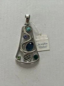 Ciondolo perle cristallo e resina blu/verde/viola Lia Sophia "Serendipity" nuovo con etichette - Foto 1 di 6