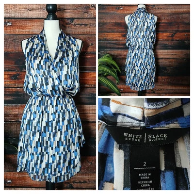 White House Black Market Dress Size 2 Layered Skirt Elastic Waist Geometric  - Image 1 of 4