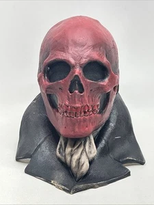 Gruselige Halloween Horror Maske rot Totenkopf schwarz Jacke Kragen - Bild 1 von 16