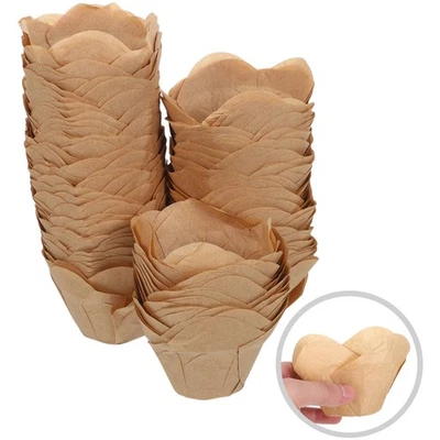  200 Tulpen-Muffinförmchen: Blumenförmige Backförmchen – Fettabweisende Cupcake- - Bild 1 von 4