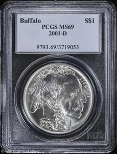 2001-D $1 American Buffalo Commem Silver Dollar PCGS MS 69 | Uncirculated UNC BU - Picture 1 of 4