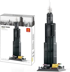 Chicago Willis Tower Architecture Model Wange Building Block Toy Set 1241 Pieces - Picture 1 of 8
