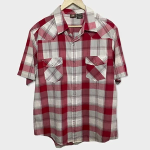 Hang Ten Mens Red White Plaid Collared Short Sleeve Shirt Size XL - Picture 1 of 11