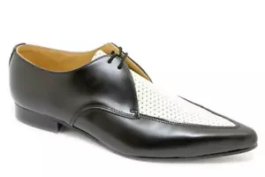 Face 2 Eye Winklepicker Black White Perfo Pike face07 Made in England - Bild 1 von 5