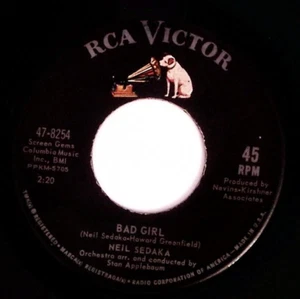 NEIL SEDAKA BAD GIRL/WAIT 'TIL YOU SEE MY BABY RCA VICTOR RECORDS VINYL 45 70-64 - Picture 1 of 3
