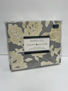 NIP TOMMY HILFIGER TWIN Size Duvet Cover & Sham Set Broadmoor Floral Gray/Cream - Picture 1 of 10