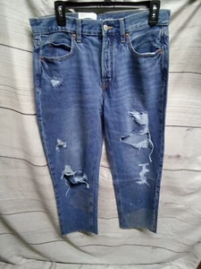 Old Navy High Rise 8/xl Women Medium Colored Jeans With holes Slouchy Straight - Picture 1 of 7