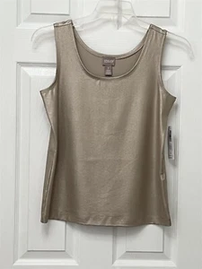 NWT Chico's Size 1 M 8-10 Gold Shimmer Microfeel Timeless Microfiber Tank $34.95 - Picture 1 of 6