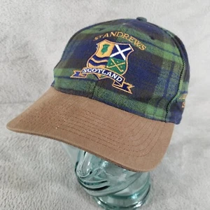 Vintage 1995 Ashworth Hat St Andrews Scotland Tartan Plaid The Open Fitted Cap - Picture 1 of 7