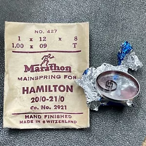 Vintage Hamilton Uhr 20/0s 21/0 geblauerter Stahl Hauptfeder Taschenuhr Schweizer Teil - Bild 1 von 1