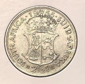 South Africa 2,5 shillings 1955 Elizabeth II KM#51 .500Ag Silver aVF+ B608 - Picture 1 of 8