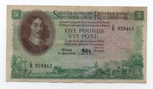 SOUTH AFRICA 5 POUNDS 13 - 04 - 1949 PICK 94 LOOK SCANS - Picture 1 of 2