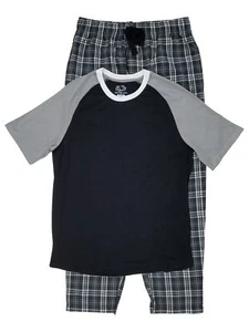 Fruit Of The Loom Para Hombres Camiseta Raglán Negra y Gris Pantalones a Cuadros Conjunto de Pijama XL - Imagen 1 de 1