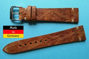 NEU !! Vintage Rustika Leder 20mm Uhrenarmband handgenäht, Made in Germany / 89 - Picture 1 of 3
