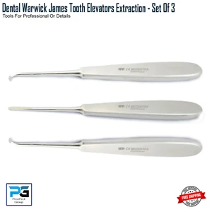 Warwick James Tooth Elevators Right, Left, Straight Extraction Tools Set of 3 - Picture 1 of 8