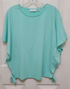 Belle Kim Gravel Women's Short Dolman Sleeve Tie Waist Casual Top Stretch Blue S - Picture 1 of 10