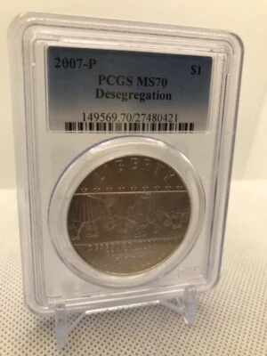2007-P $1 DESEGREGATION COMMEMORATIVE SILVER DOLLAR PCGS MS70  - Image 1 of 2