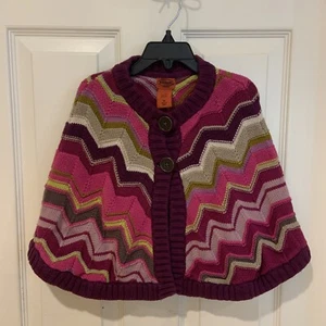 Missoni for Target Girls Shoulder Cape Poncho Kids M Purple Chevron Zig Zag - Picture 1 of 7