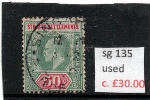 Malasia, Straits Settlements EV11 1904-10 50c verde opaco y carmín sg 135 usado - Imagen 1 de 2