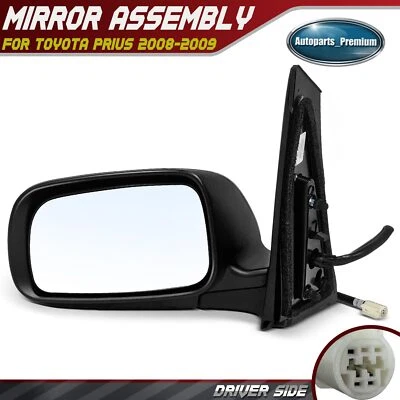 Driver Left Power Mirror Manual Folding Smooth Black for Toyota Prius 2008-2009 - Image 1 of 4