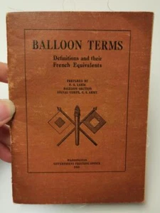 U.S. WWI, Balloon Terms - Definitions and their French Equivalents, U.S. 1918 da - Bild 1 von 7