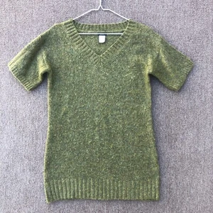 j crew mohair wool blend moss green sweater tunic short sleeve size small - Picture 1 of 5