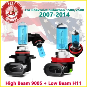 Halogen 9005 H11 Headlight Bulbs Kit For Chevrolet Suburban 1500/2500 2007-2014 - Picture 1 of 9
