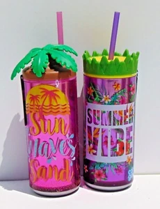 2 botellas de bebida aisladas de doble pared de 16 oz - olas solares de verano arena - Imagen 1 de 1