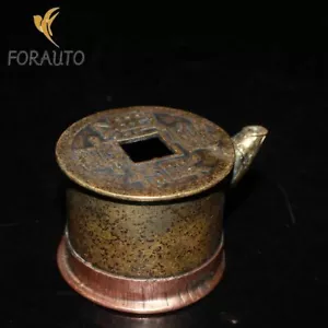 Estatua de gotas de piedra de tinta con cuentagotas de agua de bronce chino pequeño de 2,1" - Imagen 1 de 9
