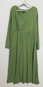 Eloquii Dress Womens 18 Green Jersey Knit V Neck Long Sleeve Front Slit Stretchy - Picture 1 of 9