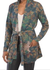 NUEVO CON ETIQUETAS JOHNNY WAS Talla L PANTARA LANA-CACHEMIRA CINTURÓN CÁRDIGAN SUÉTER MULTI - Imagen 1 de 6