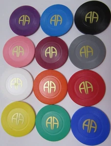 Anonyme Alkoholiker Kunststoff AA Pokerchips Medaillon Medaille - Bild 1 von 8