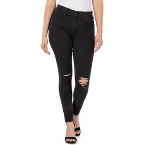 NWT Seven7 Women's Black Bombshell Ripped Tummyless Skinny High Rise Jeans 14 - Picture 1 of 4