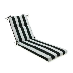 Striped 21 x 28.5 Outdoor Chaise Lounge Cushion in Black/White Cabana Stripe - Picture 1 of 4
