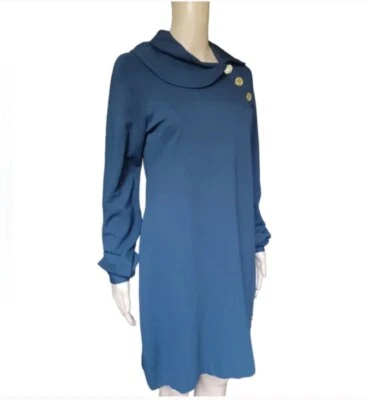 Vestido vaina asimétrico azul marino de manga larga para mujer Elizabeth McKay (talla 6 de EE. UU.) Foto 1 de 4