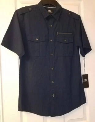 Rock & Republic Shirt Men Small S Button Up Short Sleeve Navy Blue Casual NEW - Image 1 of 4