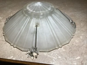 Antique Art Deco Ceiling Glass Hanging Shade Light Lamp 11” Diameter - Picture 1 of 6
