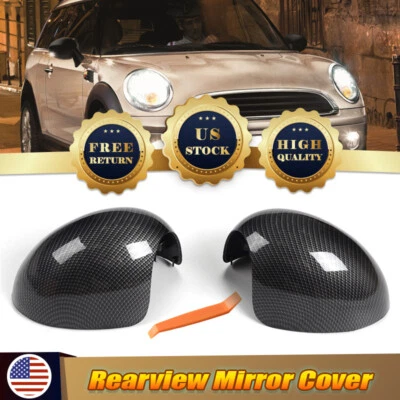 2X For Mini Cooper R55 R56 R58 R59 R60 R61 Carbon Fiber Rear View Mirror Covers - Image 1 of 4
