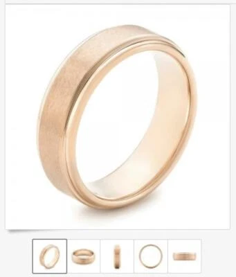 Anel de aliança de casamento escovado folheado a ouro rosa 18K carboneto de tungstênio masculino e feminino 6 mm - Imagem 1 de 4