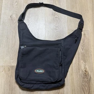 Bolso Bandolera Mensajero Vintage Años 90 Y2K MUDD Lona Algodón Bolso Cartera en Negro - Imagen 1 de 14