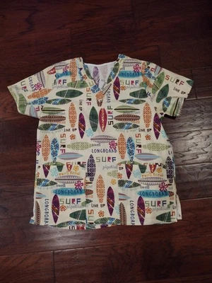 Tafford Vintage Hawaiian Long Board, Scrub Top, Women's Medium - Image 1 of 3