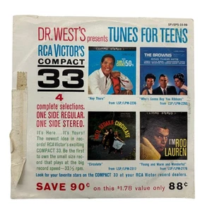 Dr West 33 Tunes for Teens RCA Victor Compact 33 7 Inch Vinyl Record - Foto 1 di 4