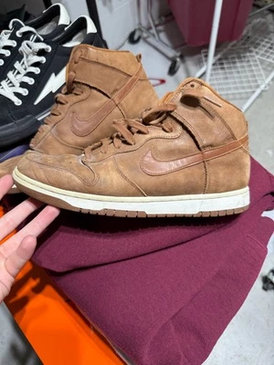 Nike Dunk High Premium Mujer Marrón Zapatos Atléticos Talla 11.5 Cuero Necan Foto 1 de 4