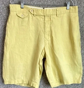 Polo Ralph Lauren Mens Yellow Bradbury Fit 100% Linen Shorts Size 38 10" Inseam - Picture 1 of 6