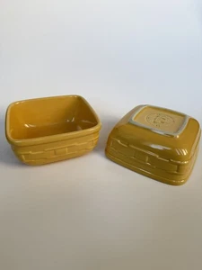 2er Set - Longaberger Woven Traditions Square 5" Schüsseln Buttergelb - Bild 1 von 4